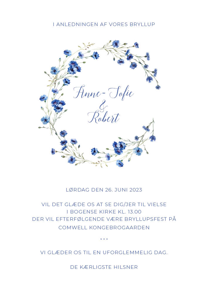 Save the date - Anne-Sofie & Robert Bryllupsinvitation